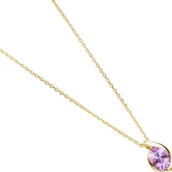 Anhänger 9x16mm mit Amethyst violett lila oval 333 Gold Gelbgold Damen