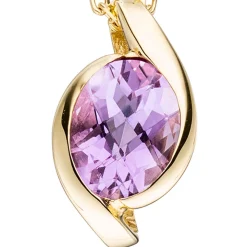 Anhänger 9x16mm mit Amethyst violett lila oval 333 Gold Gelbgold Damen