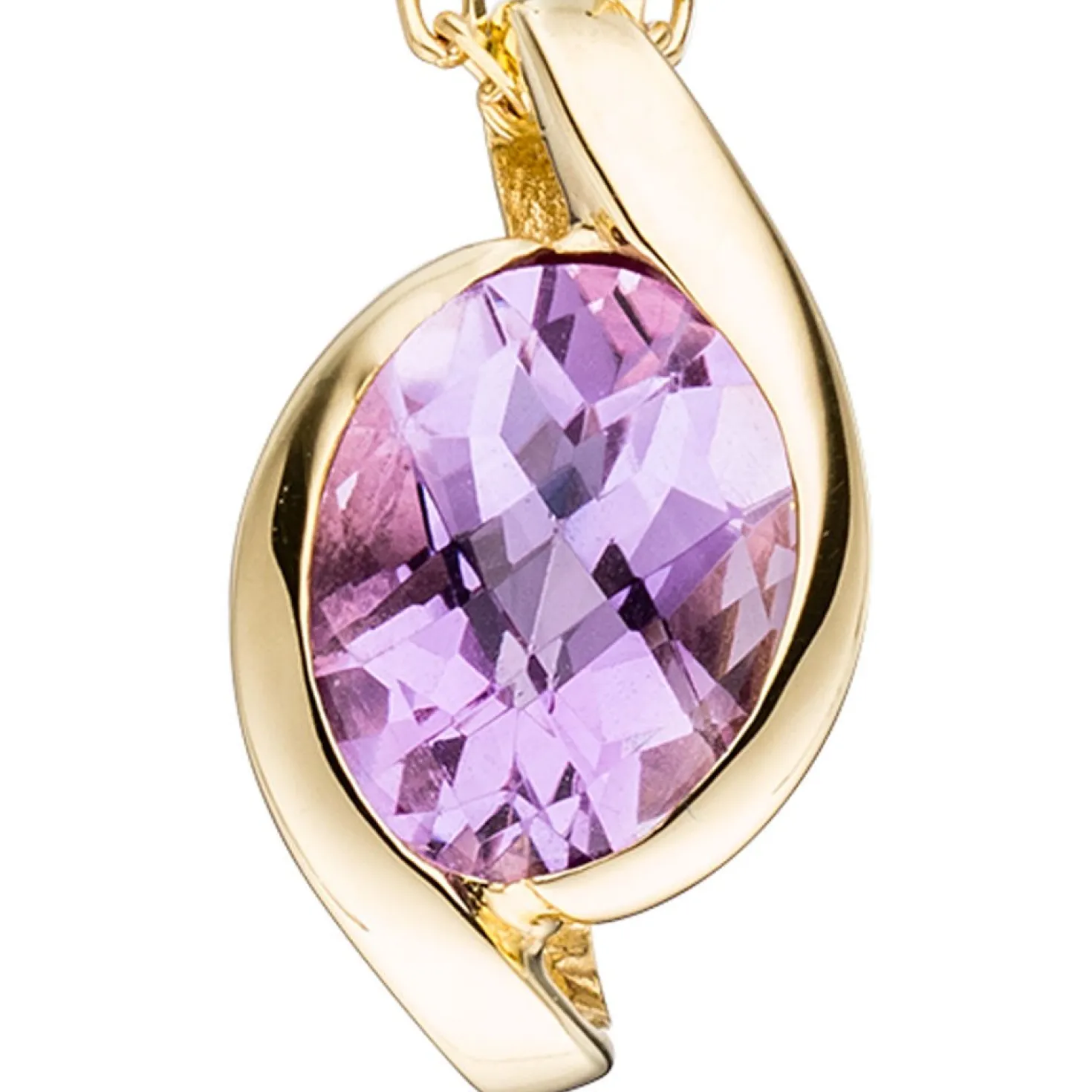 Anhänger 9x16mm mit Amethyst violett lila oval 333 Gold Gelbgold Damen