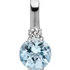 Anhänger 6,1x13,6mm mit Aquamarin & Diamant 0.03Ct 585 Gold Weißgold