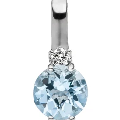 Anhänger 6,1x13,6mm mit Aquamarin & Diamant 0.03Ct 585 Gold Weißgold
