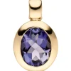 Anhänger 10,4x17mm mit blauen Iolith London-Blue oval 585 Gold Gelbgold