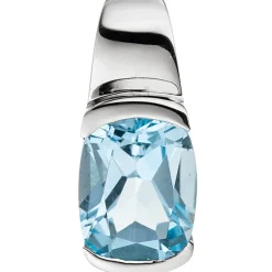 Anhänger 7,9x18,7mm mit Blautopas blau hellblau rechteckig 585 Gold Weißgold