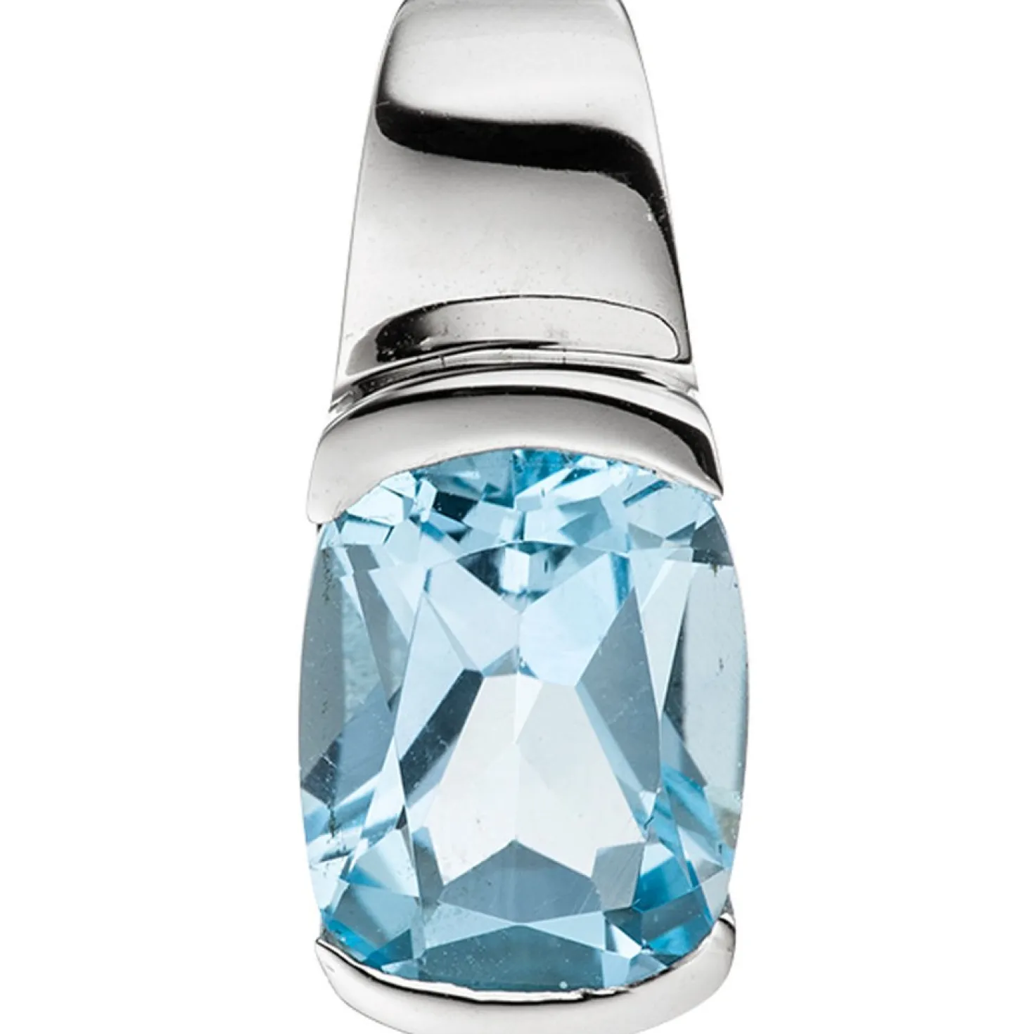 Anhänger 7,9x18,7mm mit Blautopas blau hellblau rechteckig 585 Gold Weißgold