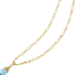 Anhänger 7x15,9mm mit Blautopas hellblau tropfenförmig & 333 Gold Gelbgold