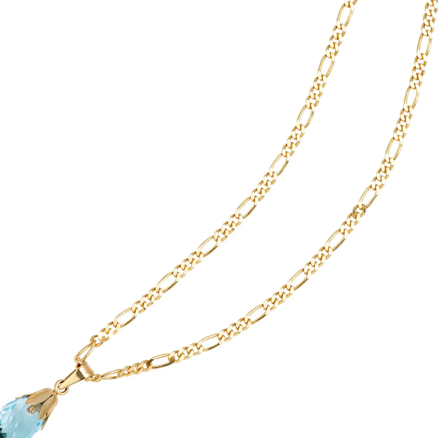 Anhänger 7x15,9mm mit Blautopas hellblau tropfenförmig & 333 Gold Gelbgold