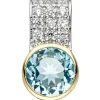 Anhänger 9,7x17,4mm mit Blautopas hellblau Zirkonia 925 Silber teilvergoldet