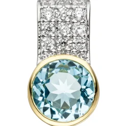 Anhänger 9,7x17,4mm mit Blautopas hellblau Zirkonia 925 Silber teilvergoldet