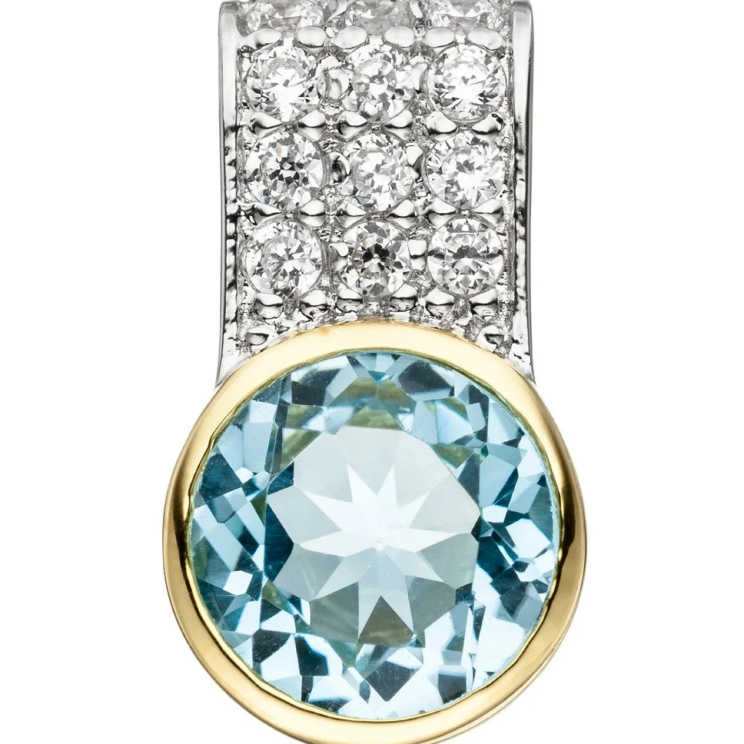 Anhänger 9,7x17,4mm mit Blautopas hellblau Zirkonia 925 Silber teilvergoldet