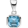 Anhänger 7,8x9,7mm mit Blautopas Solitär blau hellblau 925 Silber Damen