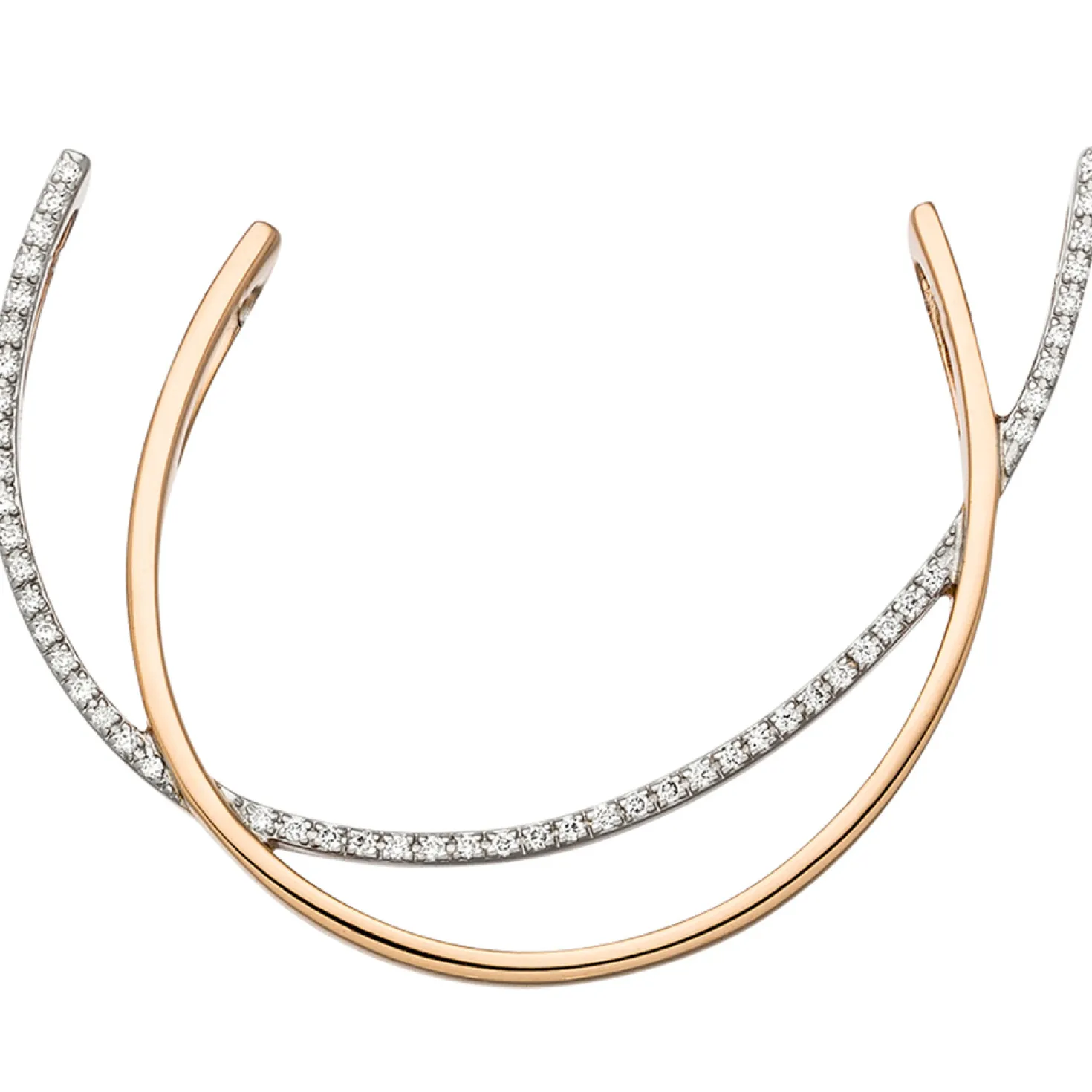 Anhänger 43,9x33,5mm mit 52 Brillanten 0.29Ct W/SI überkreuzte Bogen 585 Rotgold