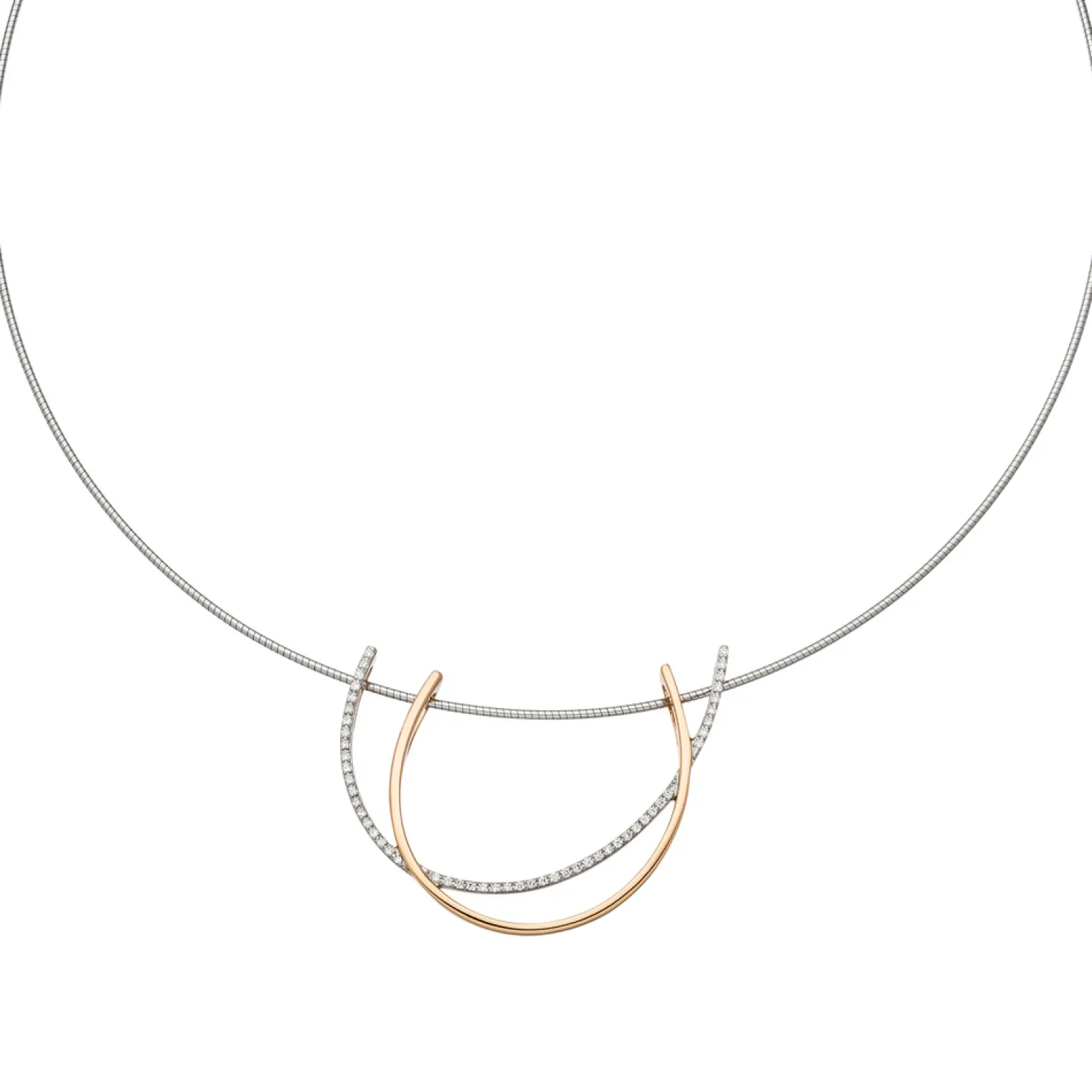 Anhänger 43,9x33,5mm mit 52 Brillanten 0.29Ct W/SI überkreuzte Bogen 585 Rotgold