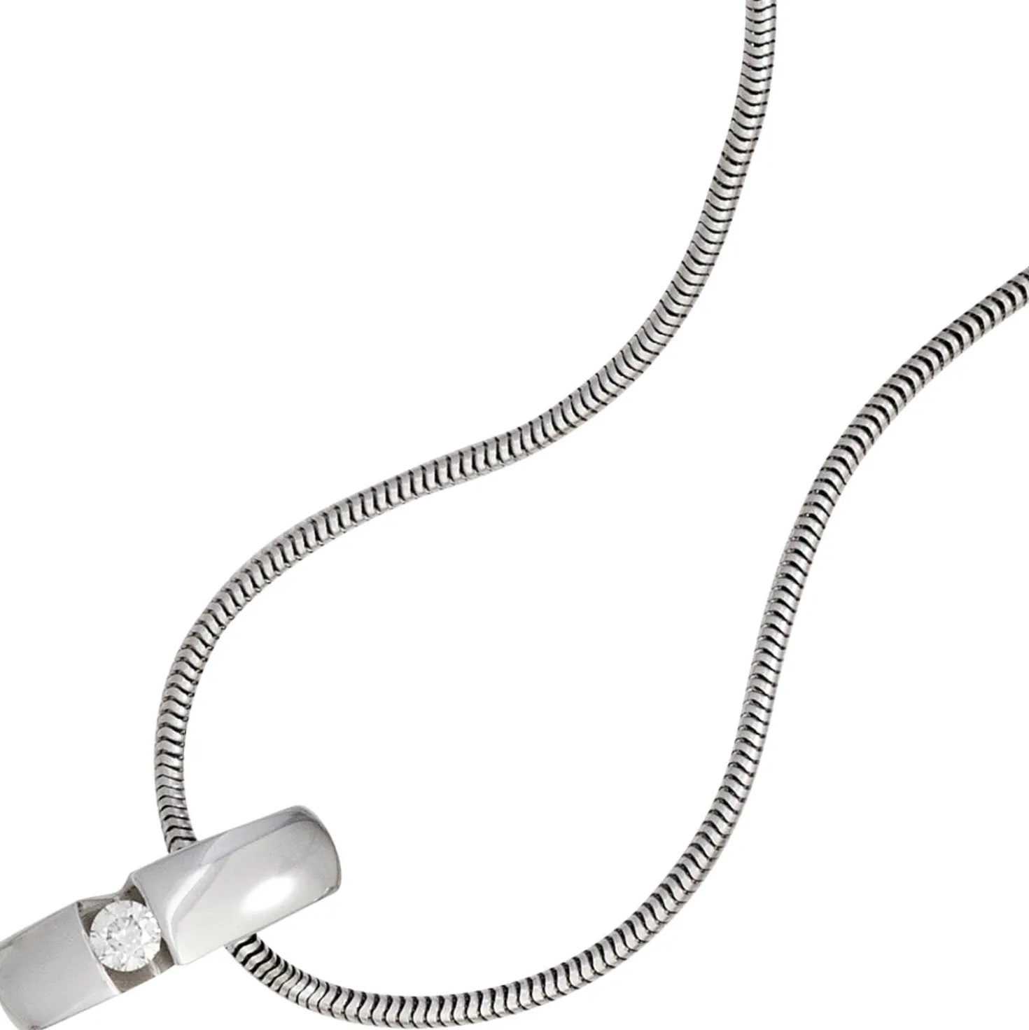 Anhänger 4,4x15,7mm mit Diamant Brillant 0,10 Ct 585 Gold Weißgold Damen