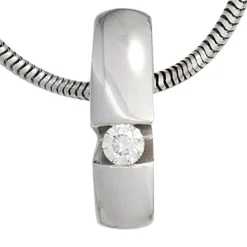 Anhänger 4,4x15,7mm mit Diamant Brillant 0,10 Ct 585 Gold Weißgold Damen