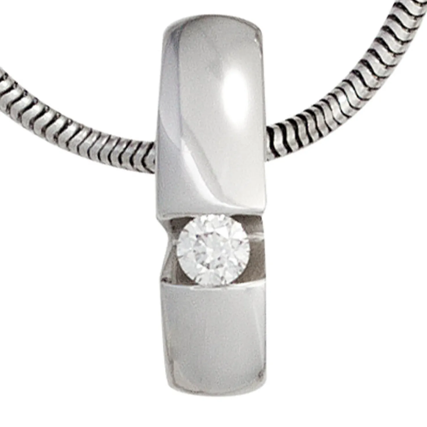 Anhänger 4,4x15,7mm mit Diamant Brillant 0,10 Ct 585 Gold Weißgold Damen
