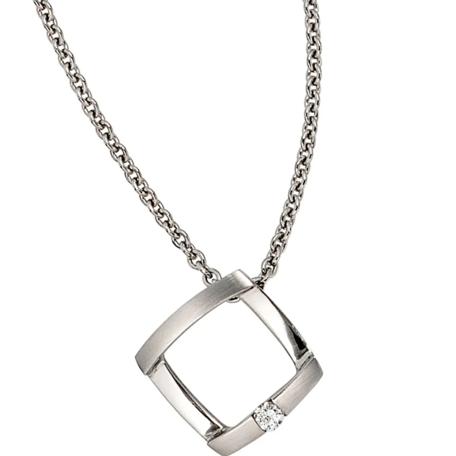 Anhänger 15x14,8mm mit Diamant 0.03Ct W/SI Brillant weiß 950 Platin Quadrat