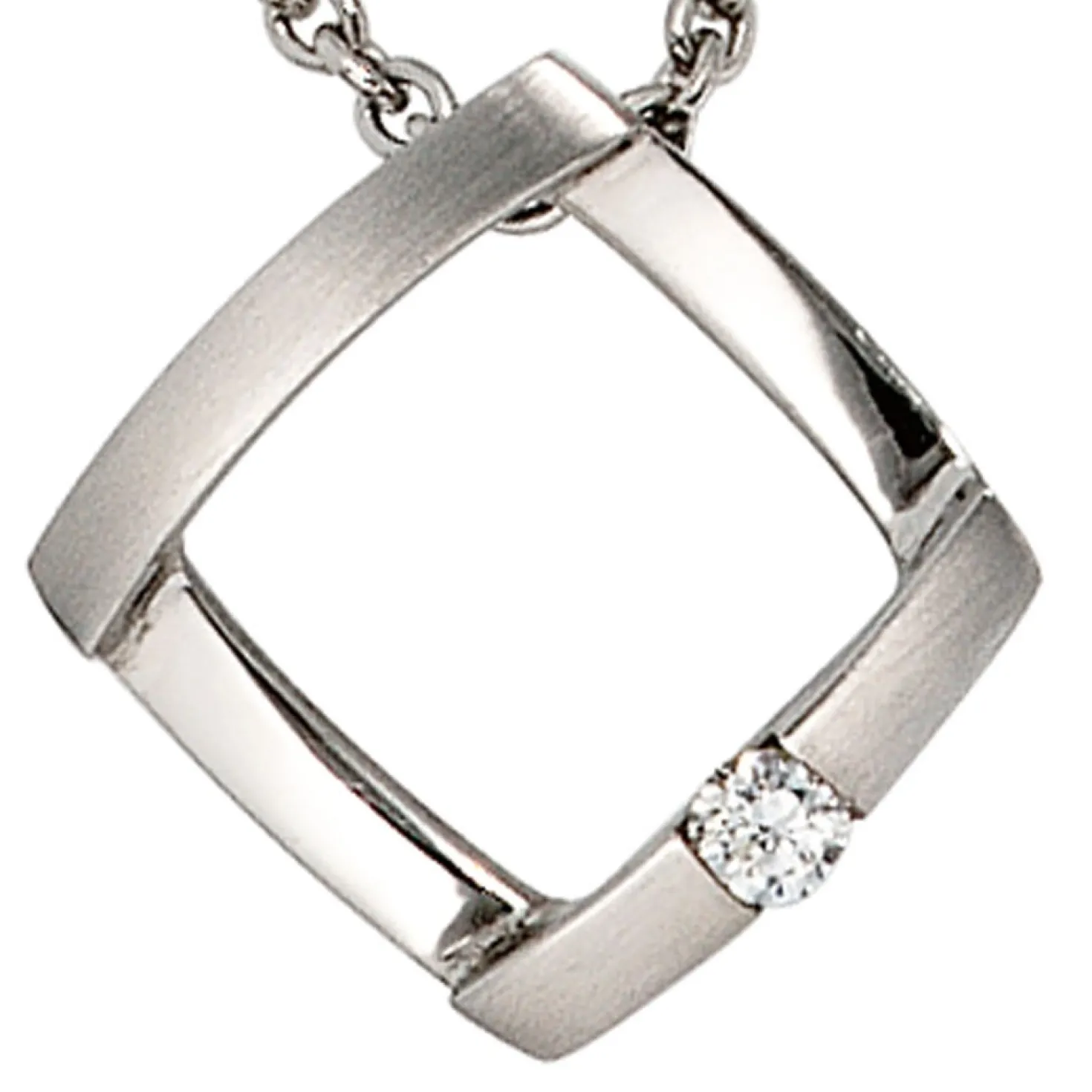 Anhänger 15x14,8mm mit Diamant 0.03Ct W/SI Brillant weiß 950 Platin Quadrat