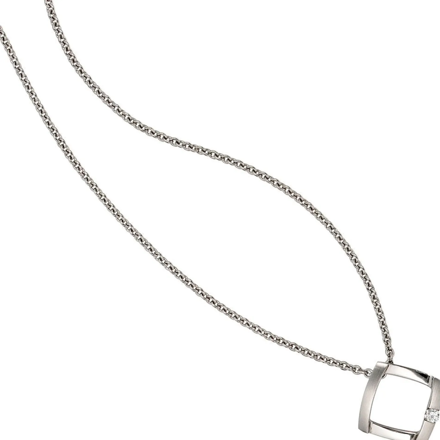 Anhänger 15x14,8mm mit Diamant 0.03Ct W/SI Brillant weiß 950 Platin Quadrat