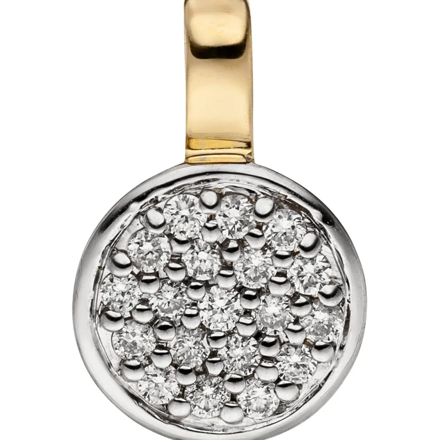 Anhänger 7,1x11mm mit 19 Diamanten 0.1Ct Brillanten 585 Gold Gelbgold