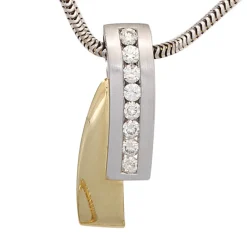Anhänger 8,2x23mm mit 8 Diamanten 0.24Ct TC/P1 Brillanten 585 Gold gelb/weiß