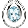 Anhänger 16,1x19mm mit 13 Diamanten 0.06Ct W/SI & Blautopas 585 Gold Weißgold