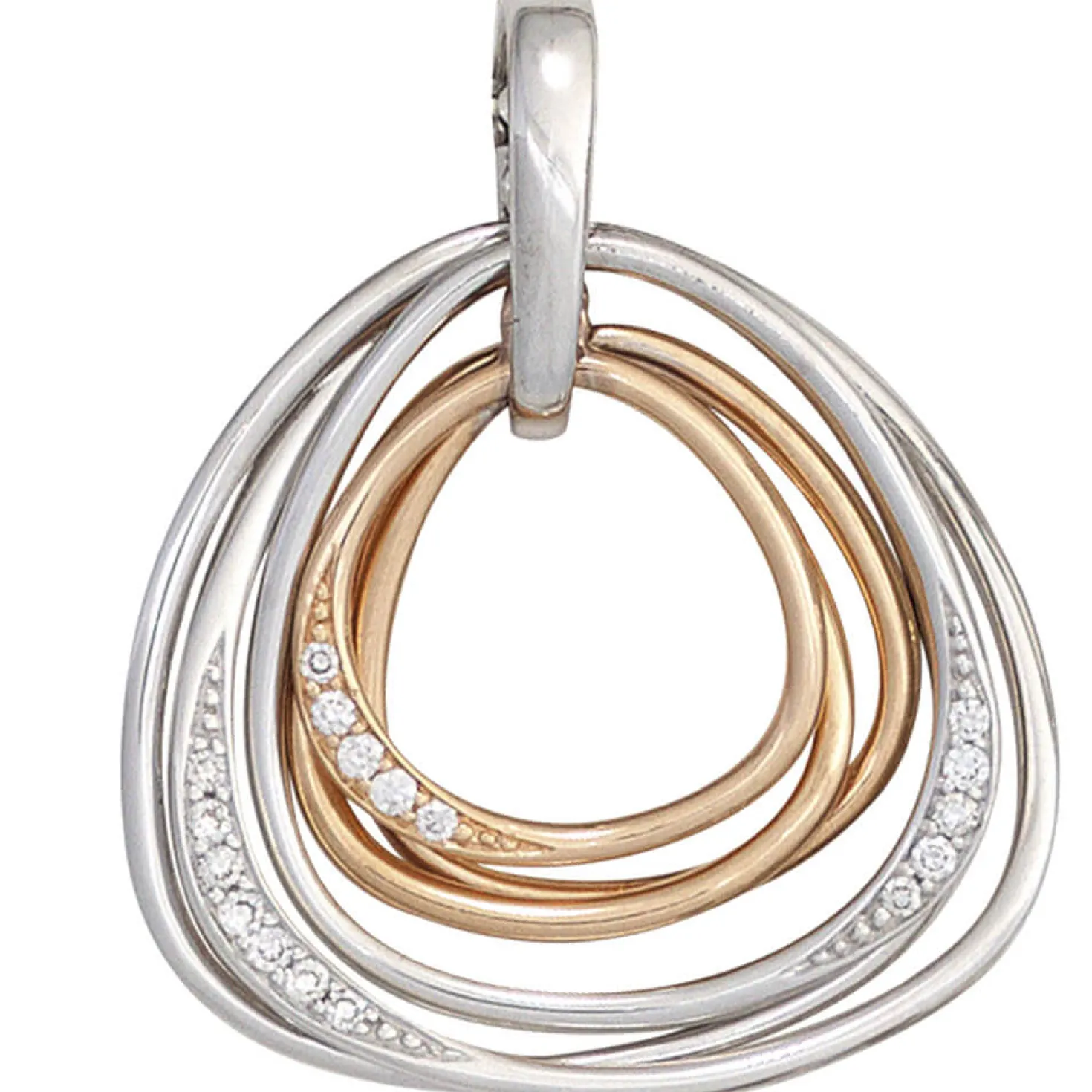 Anhänger 22,2x26,2mm mit 17 Diamanten 0.085Ct W/SI 585 Gold Weißgold Rotgold