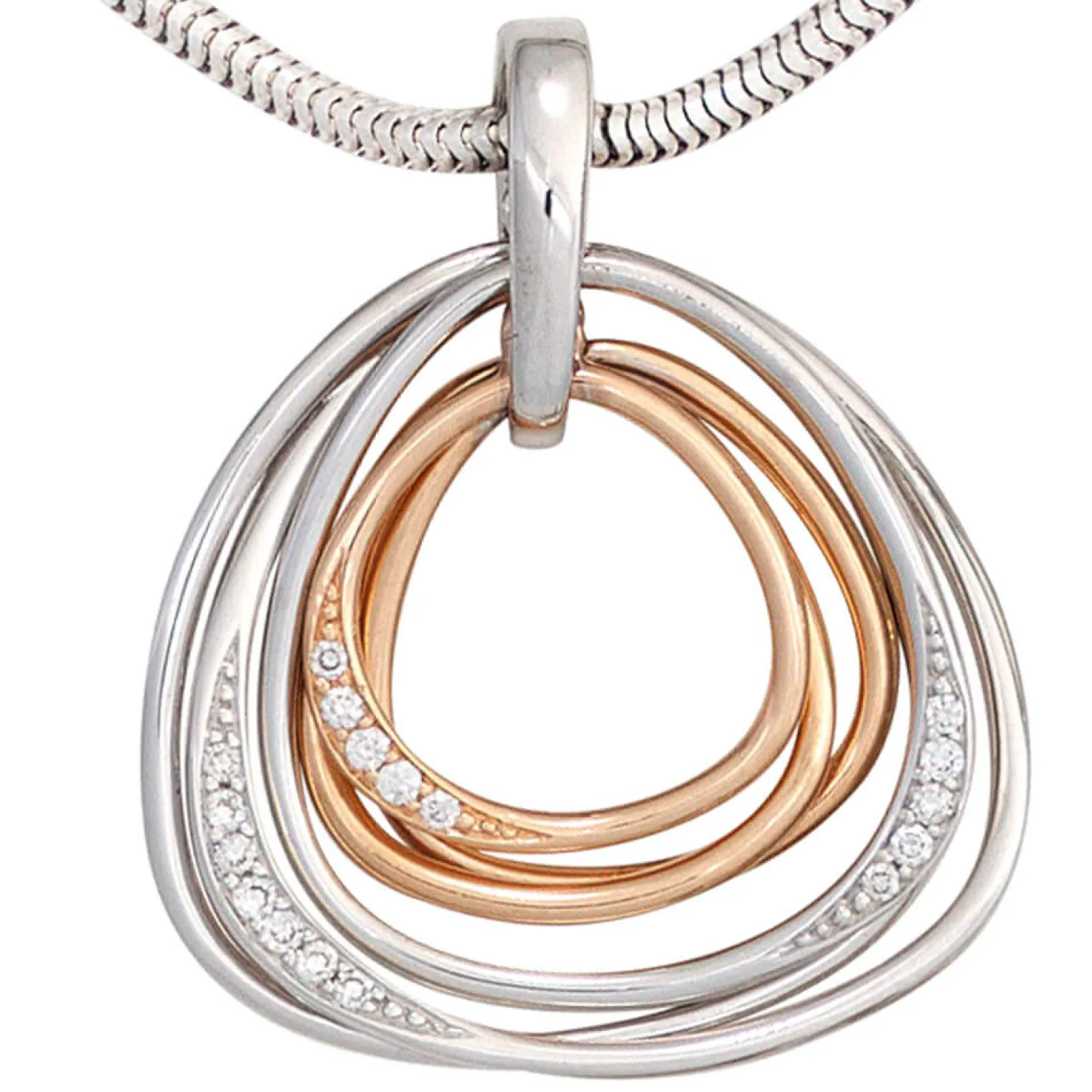 Anhänger 22,2x26,2mm mit 17 Diamanten 0.085Ct W/SI 585 Gold Weißgold Rotgold