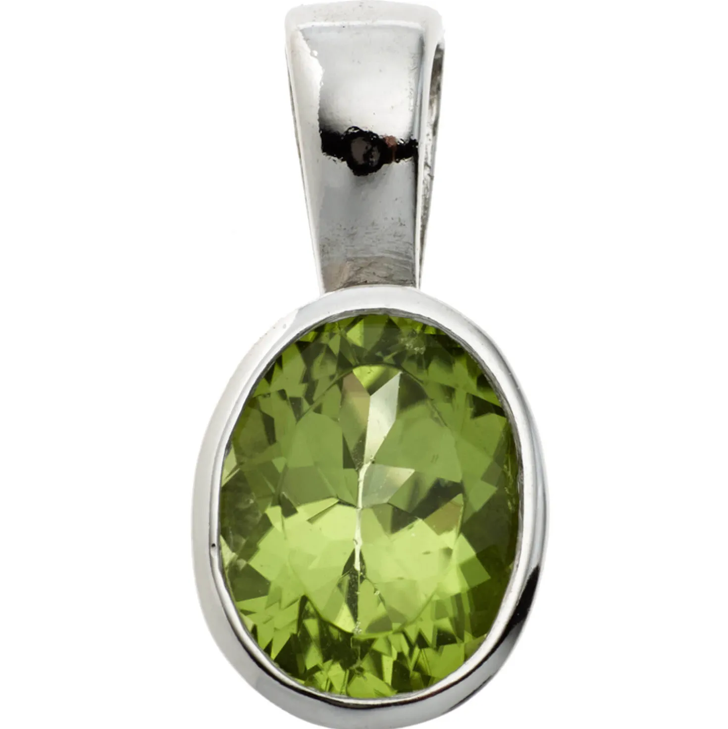 Anhänger 7,1x15,5mm mit echtem Peridot grün & 925 Silber oval Halsschmuck Damen