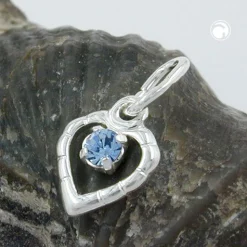 Anhänger 8x6mm mit Glasstein hellblau im Herz 925 Silber Halsschmuck Damen