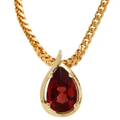 Anhänger 8,2x13,1mm mit Granat dunkelrot 585 Gold Gelbgold Halsschmuck Damen