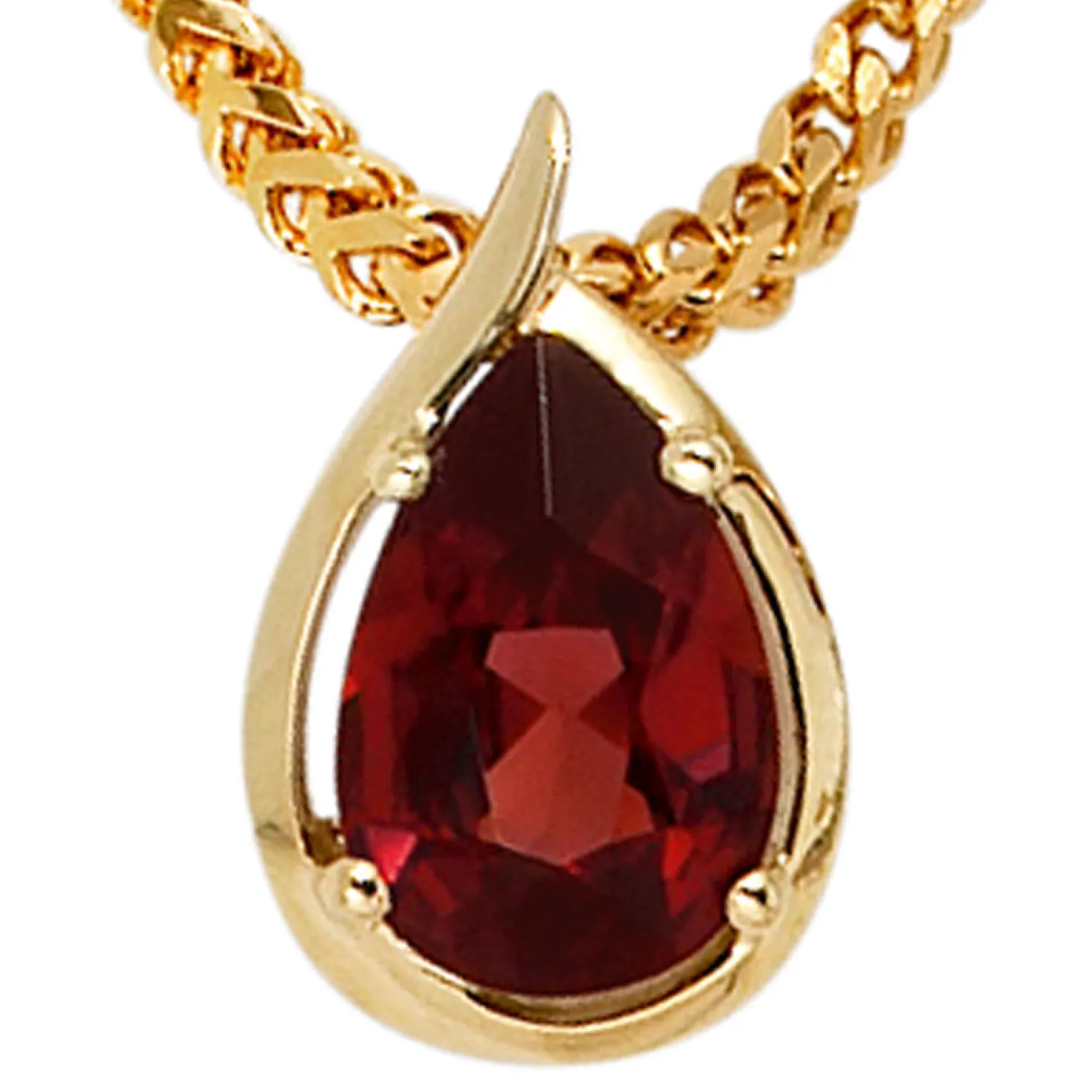Anhänger 8,2x13,1mm mit Granat dunkelrot 585 Gold Gelbgold Halsschmuck Damen