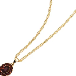 Anhänger 9,4x12,9mm mit Granat rot dunkelrot oval 375 Gold Gelbgold