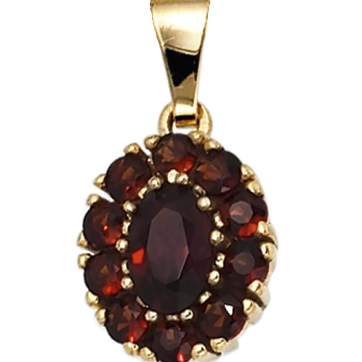 Anhänger 9,4x12,9mm mit Granat rot dunkelrot oval 375 Gold Gelbgold
