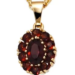 Anhänger 9,4x12,9mm mit Granat rot dunkelrot oval 375 Gold Gelbgold