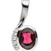 Anhänger 9,8x19,3mm mit Granat rot oval & Zirkonia weiß 925 Silber Halsschmuck