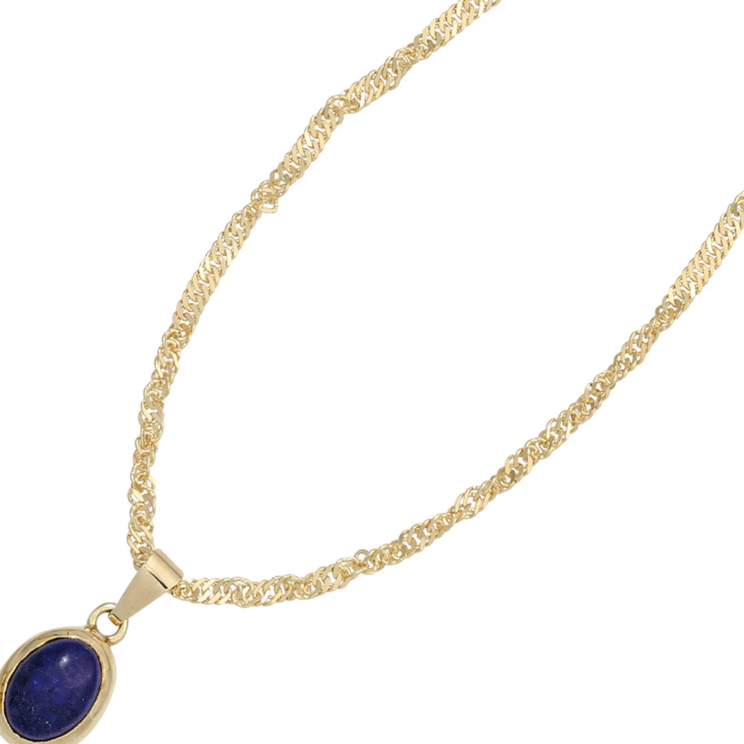 Anhänger 7,9x12,5mm mit Lapis-Lazuli blau dunkelblau oval 585 Gold Gelbgold
