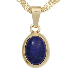 Anhänger 7,9x12,5mm mit Lapis-Lazuli blau dunkelblau oval 585 Gold Gelbgold
