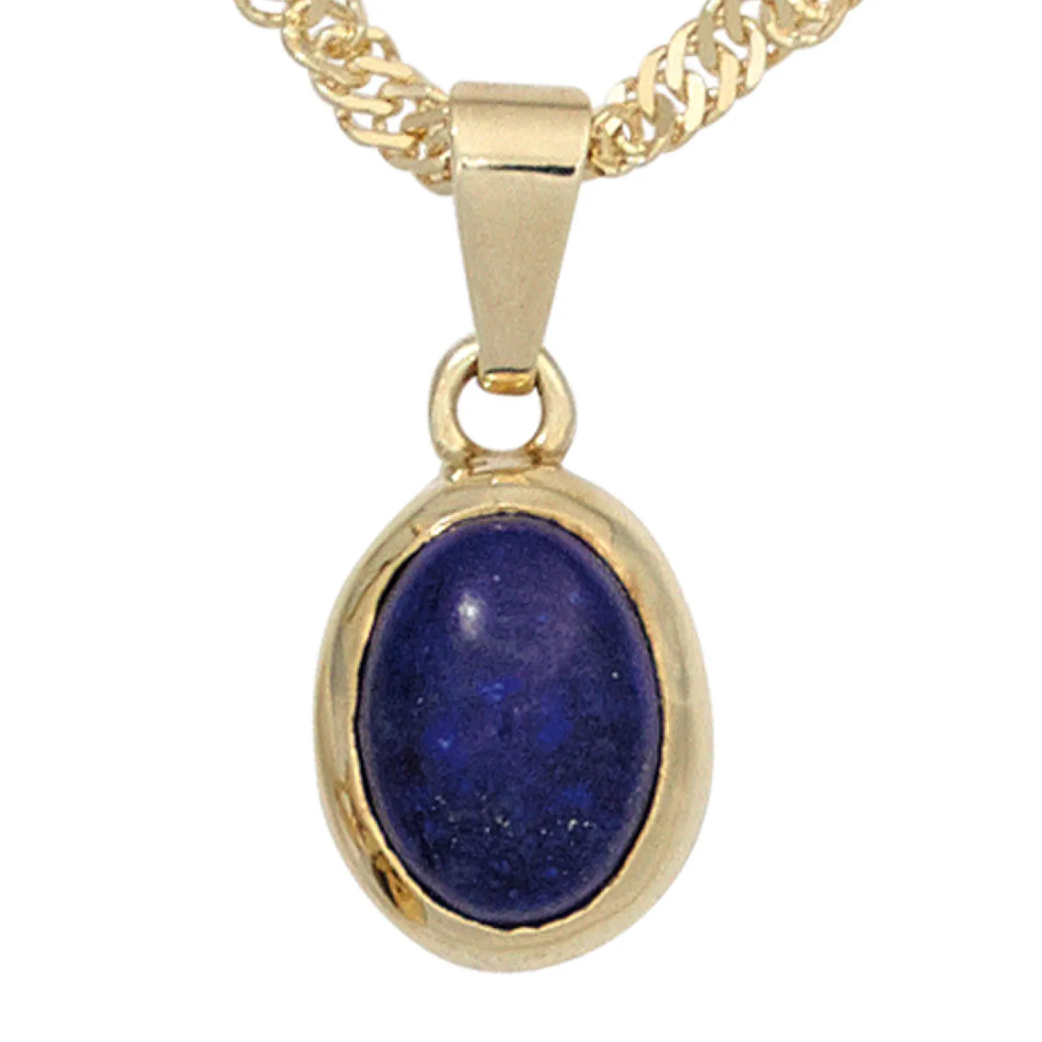 Anhänger 7,9x12,5mm mit Lapis-Lazuli blau dunkelblau oval 585 Gold Gelbgold