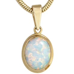 Anhänger 9,9x14,5mm mit Opal 333 Gold Gelbgold oval Opalanhänger Damen