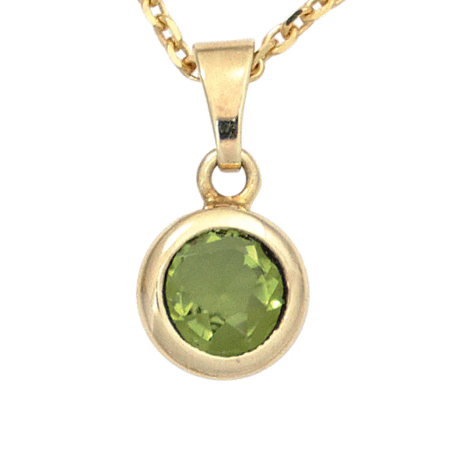Anhänger 7,8x10,7mm mit Peridot grün rund 585 Gold Gelbgold Damen Goldanhänger