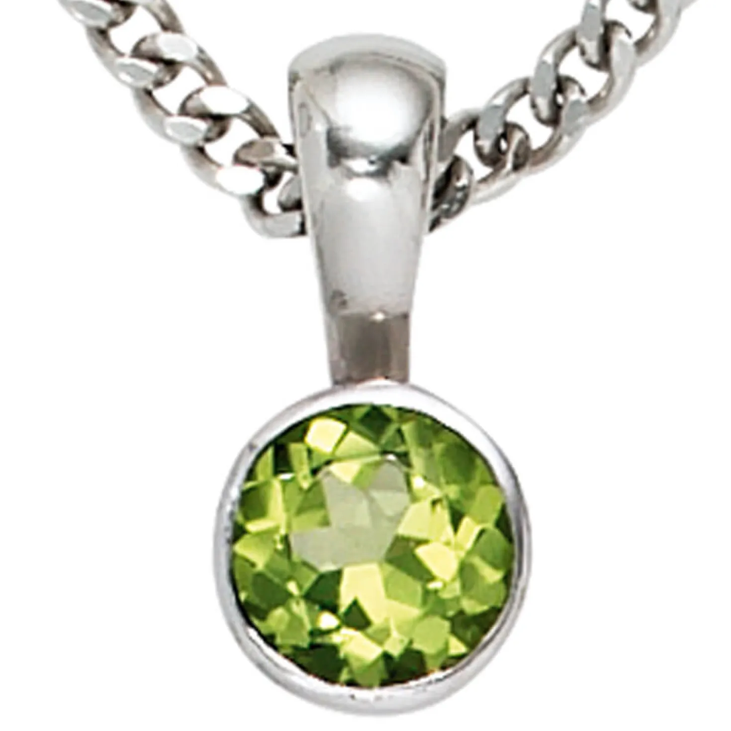 Anhänger 5,7x11,9mm mit Peridot grün 925 Silber rhodiniert glänzend Halsschmuck