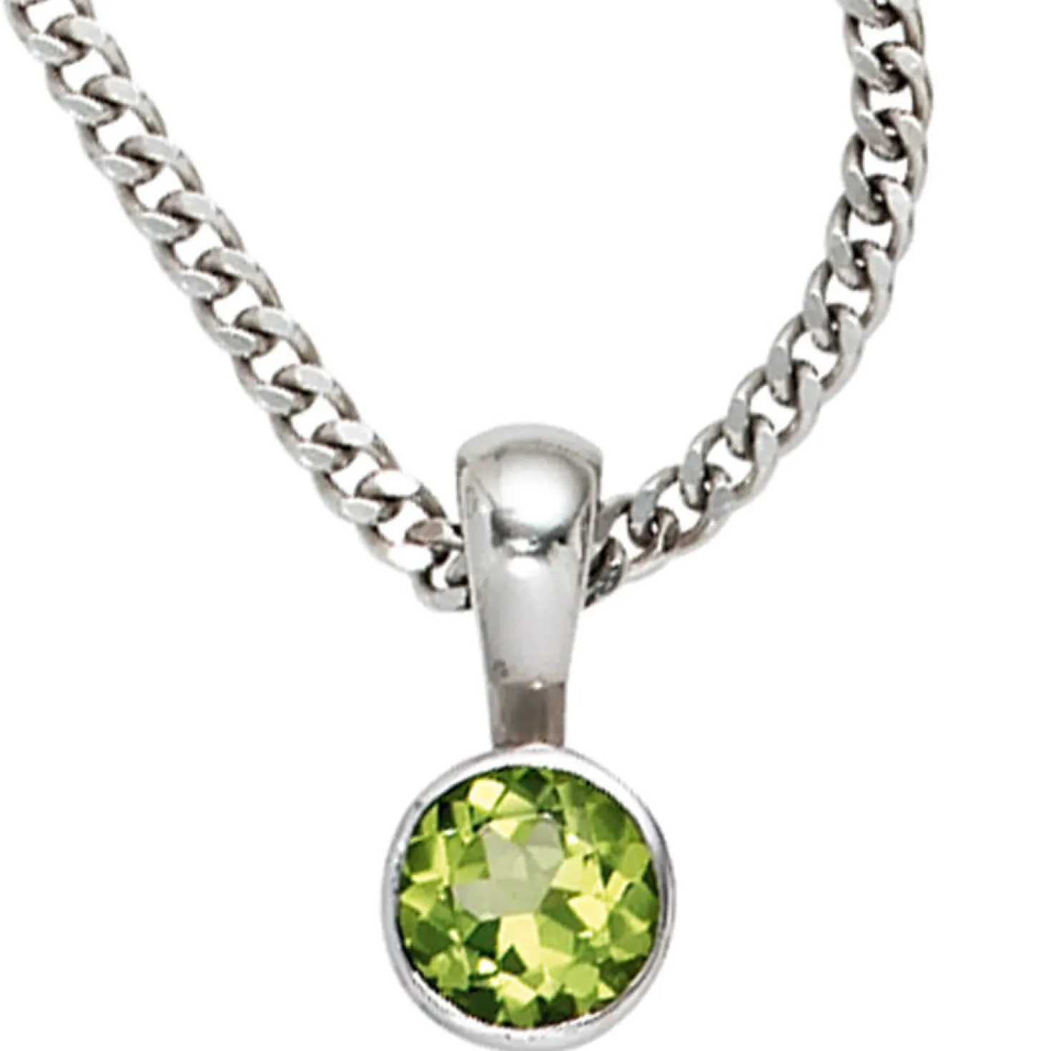 Anhänger 5,7x11,9mm mit Peridot grün 925 Silber rhodiniert glänzend Halsschmuck