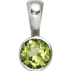 Anhänger 5,7x11,9mm mit Peridot grün 925 Silber rhodiniert glänzend Halsschmuck