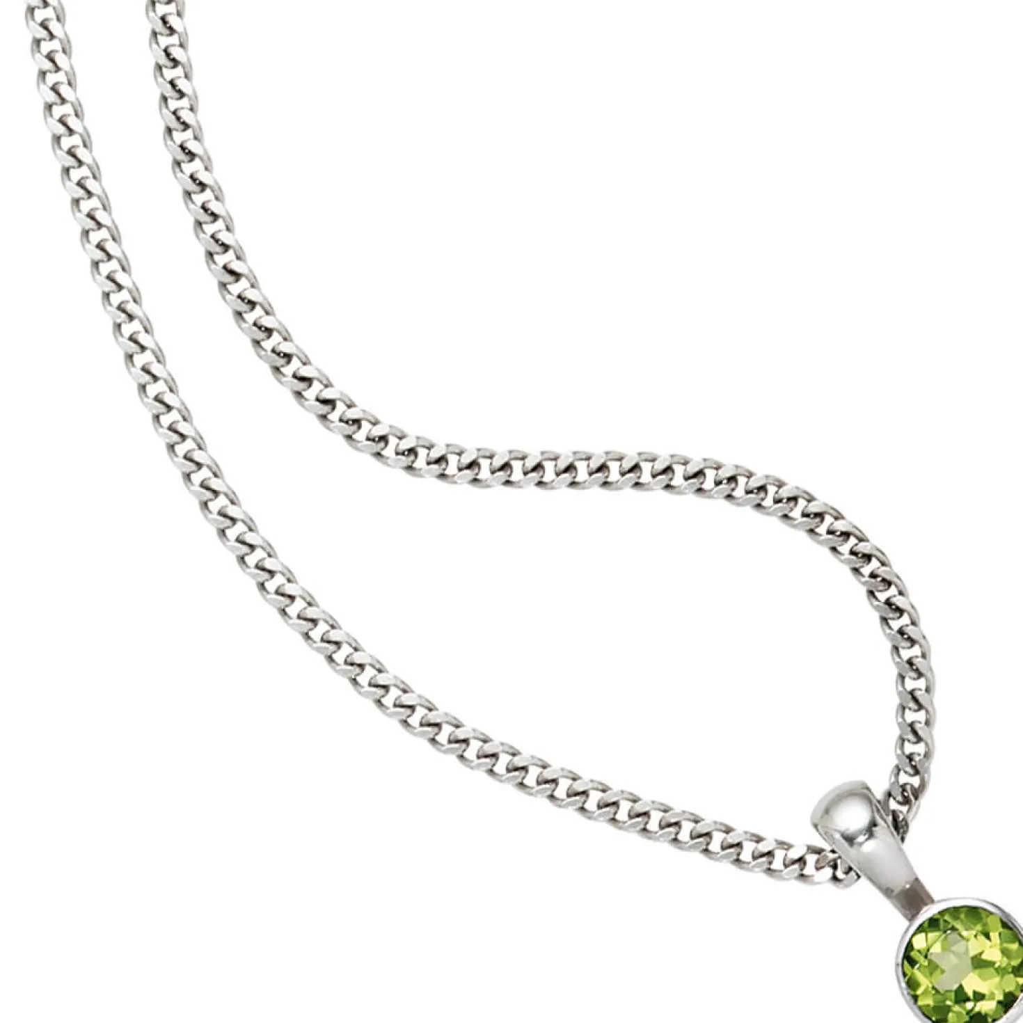Anhänger 5,7x11,9mm mit Peridot grün 925 Silber rhodiniert glänzend Halsschmuck