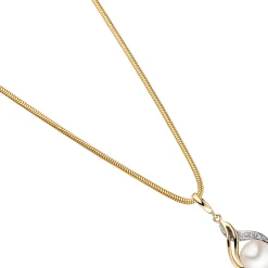 Anhänger 10,4x18,9mm mit Perle & Diamant 0.005Ct W/P1 Brillant 585 Gold Gelbgold