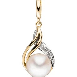 Anhänger 10,4x18,9mm mit Perle & Diamant 0.005Ct W/P1 Brillant 585 Gold Gelbgold