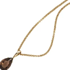 Anhänger 7,9x20mm mit Rauchquarz braun tropfenförmig & 333 Gold Gelbgold