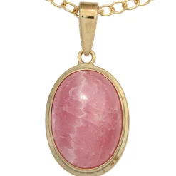 Anhänger 12,1x18,7mm mit Rhodochrosit oval rosé-pink 585 Gold Gelbgold Damen