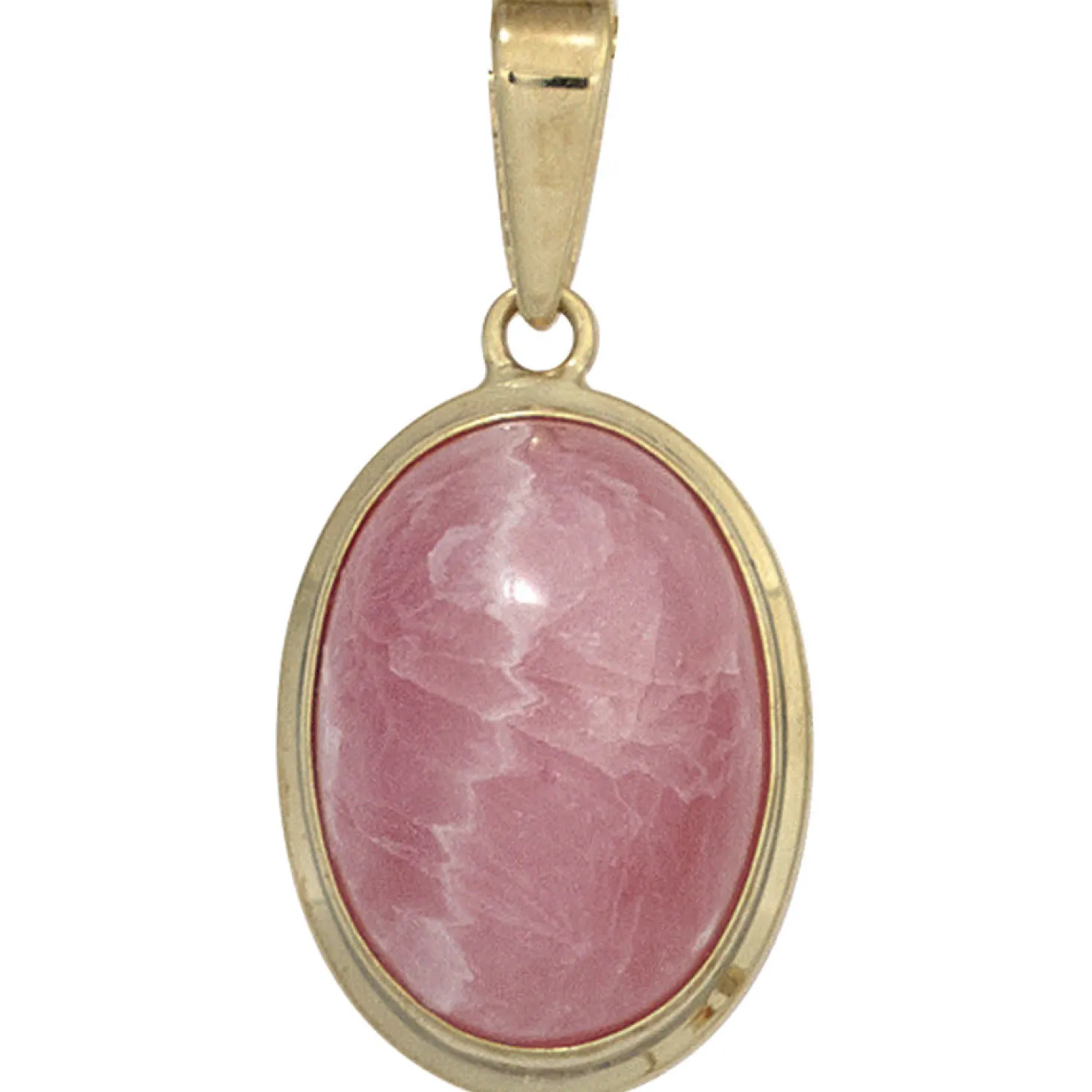Anhänger 12,1x18,7mm mit Rhodochrosit oval rosé-pink 585 Gold Gelbgold Damen