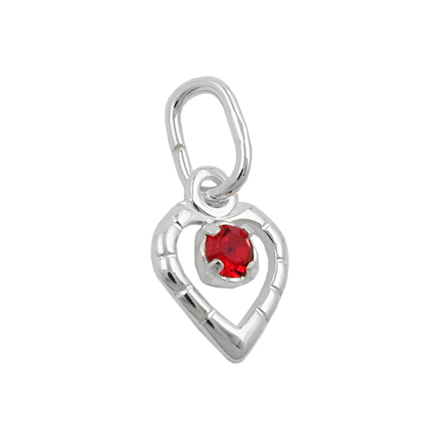 Anhänger 8x6mm mit rotem Glasstein im Herz 925 Silber Halsschmuck Damen